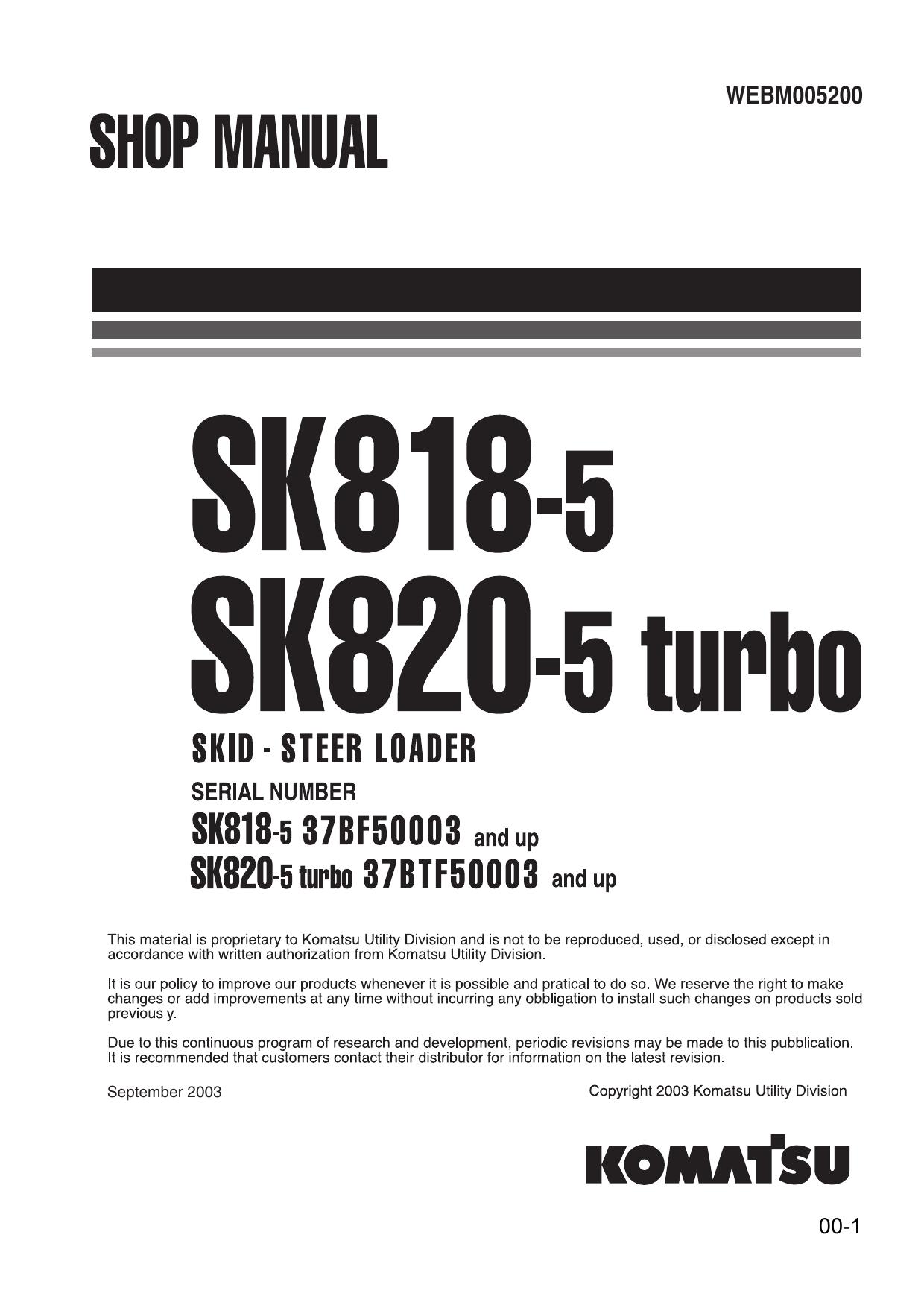 SK818-5 SK820-5 TURBO Shop Manual